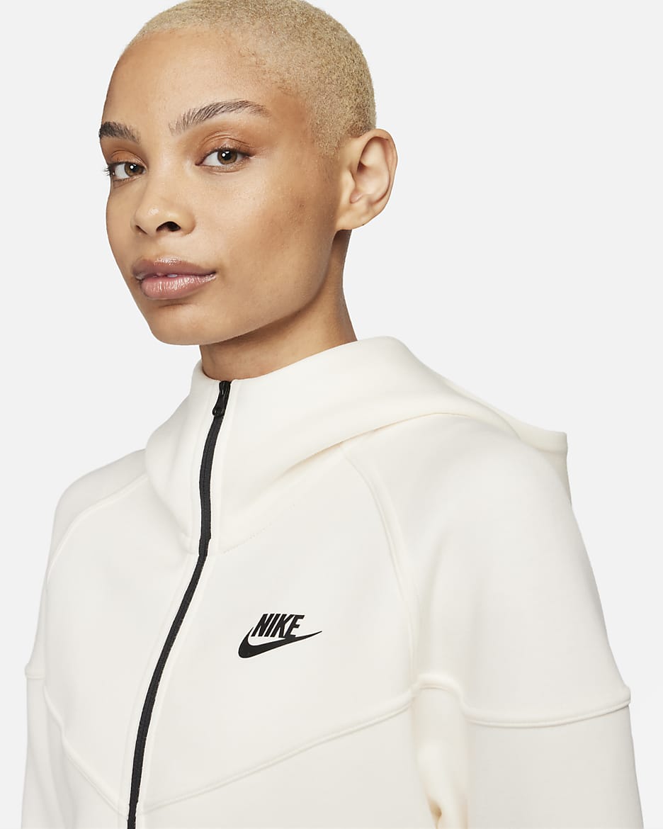 Nike Sportswear Tech Fleece Windrunner Damen-Hoodie mit durchgehendem Reißverschluss - Pale Ivory/Schwarz