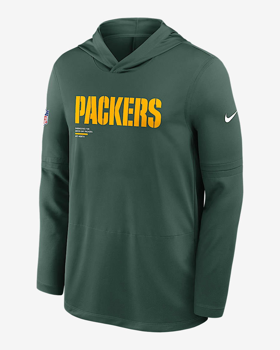 Green Bay Packers Pure Fury Sideline Men's Nike Dri-FIT NFL Long-Sleeve Hooded Top - Green