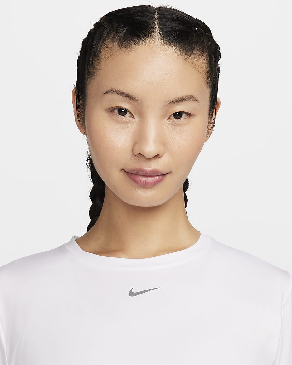 Nike One Classic Women's Dri-FIT Long-Sleeve Top - White/Black