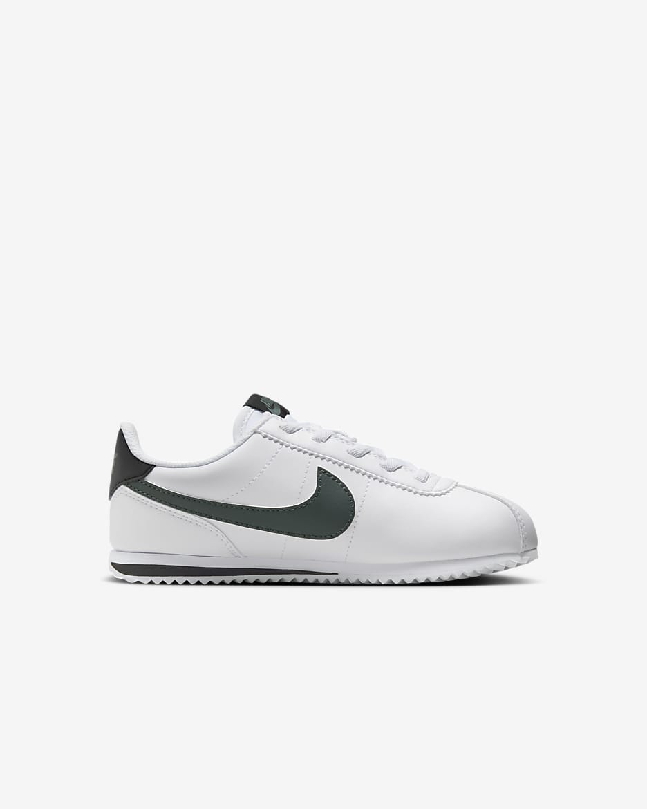 Nike Cortez EasyOn Younger Kids' Shoes - White/Black/Vintage Green