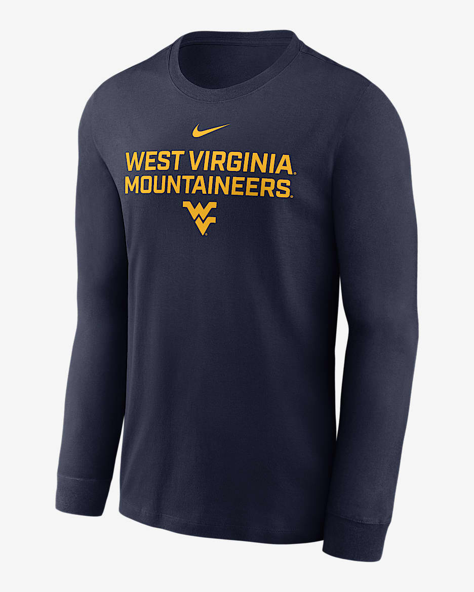 West Virginia Sideline Men's Nike Dri-FIT College Long-Sleeve T-Shirt - Navy