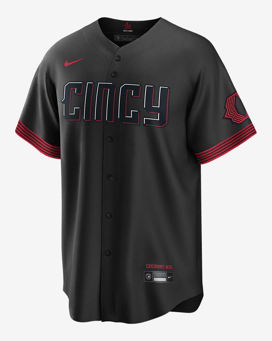 Jersey de béisbol Replica para hombre MLB Cincinnati Reds City Connect (Joe Morgan) - Negro