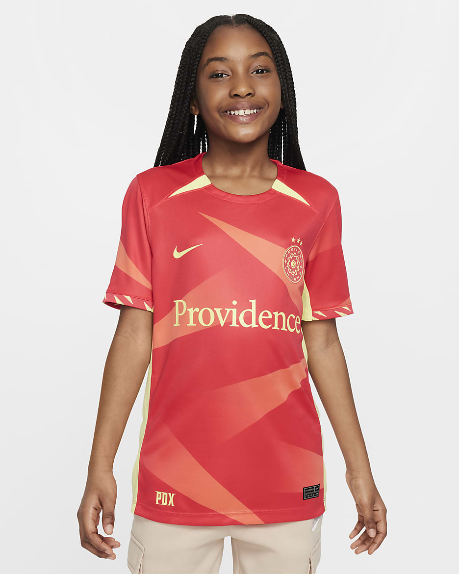 Portland Thorns FC 2024 Stadium Primary Big Kids' Nike Dri-FIT NWSL Replica Jersey - Light Fusion Red