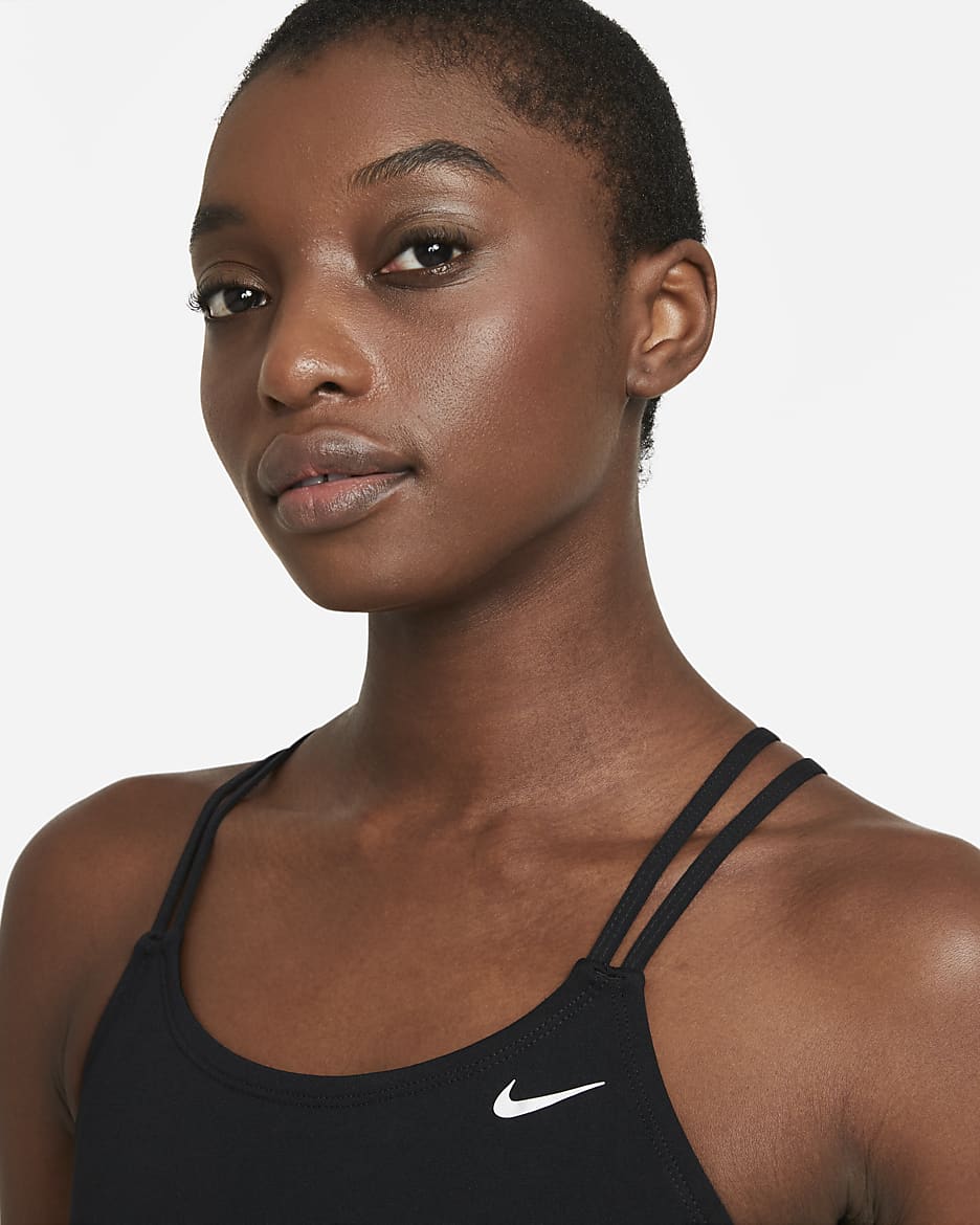 Maillot de bain une pièce à bretelles croisées Nike HydraStrong Solid pour femme - Noir/Noir/Blanc