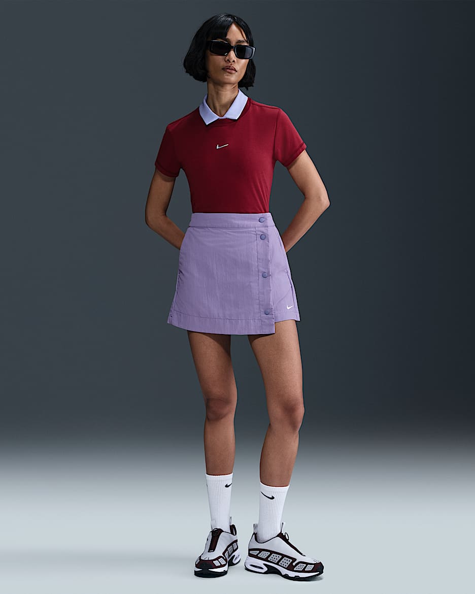 Skort de tejido Woven para mujer Nike Sportswear Essential - Amatista empolvado/Blanco
