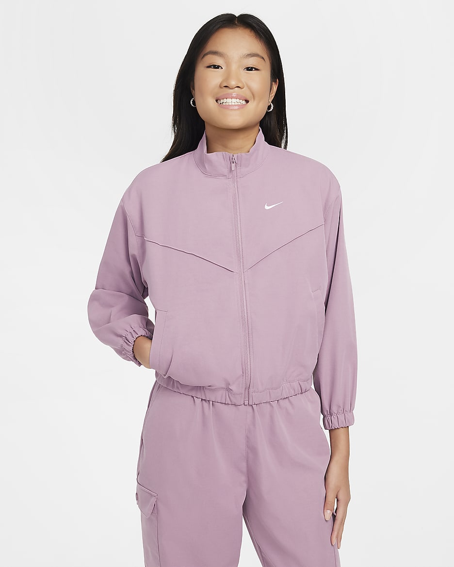 Nike Sportswear Girls' Oversized Lightweight Jacket - Plum Dust/White