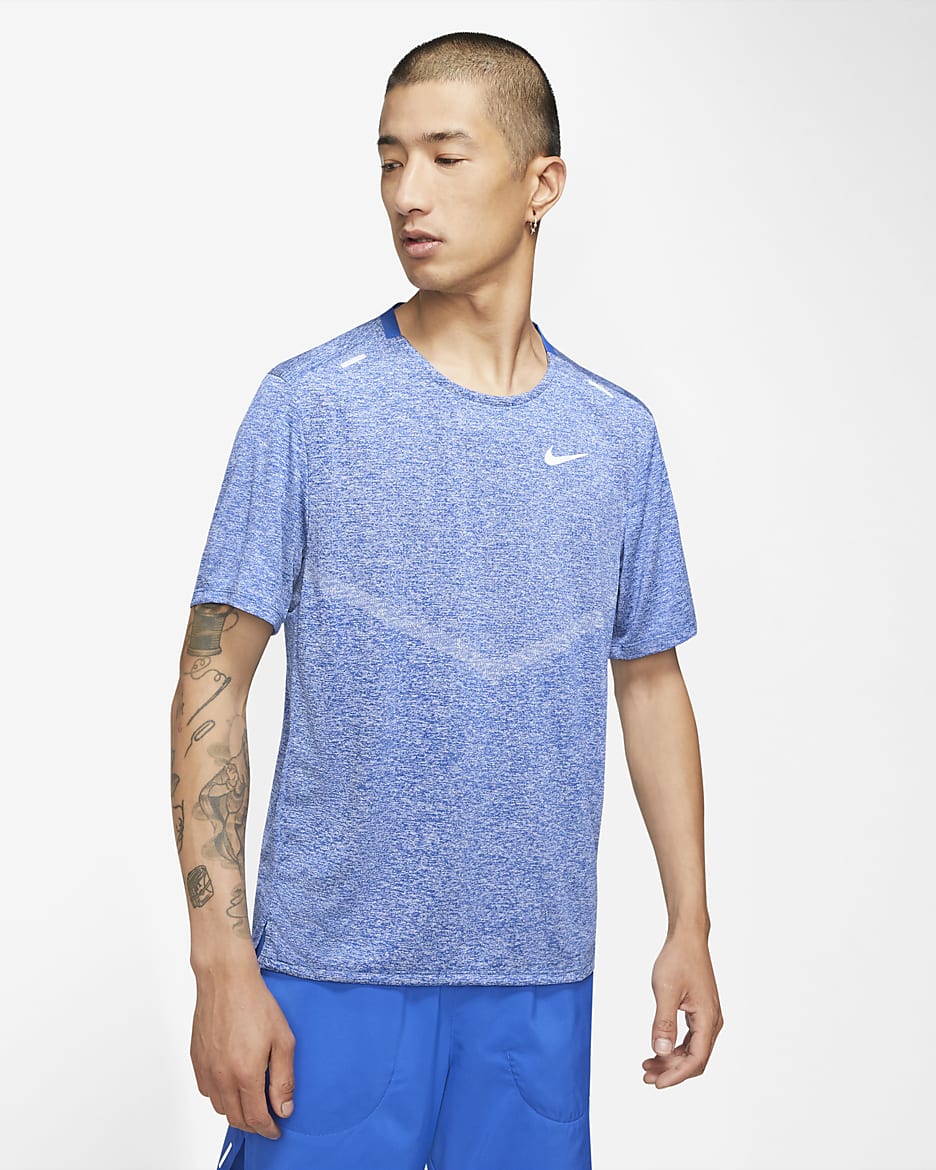 Nike Dri-FIT Rise 365 Men's Short-Sleeve Running Top - Game Royal/Heather