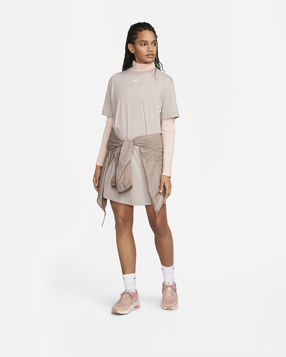 Nike Sportswear Essential Women's Short-sleeve T-Shirt Dress - Diffused Taupe/White