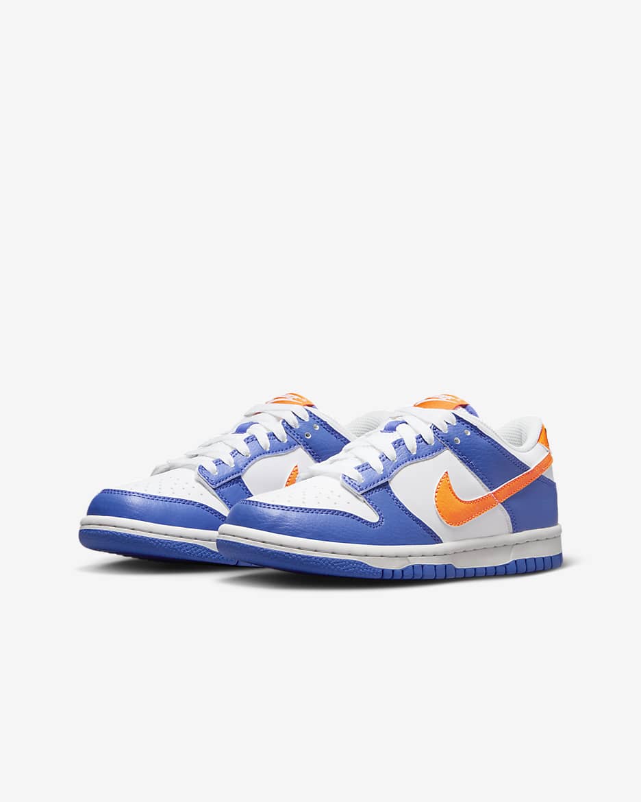 Nike Dunk Low Older Kids' Shoes - Blue Joy/White/Black/Bright Mandarin