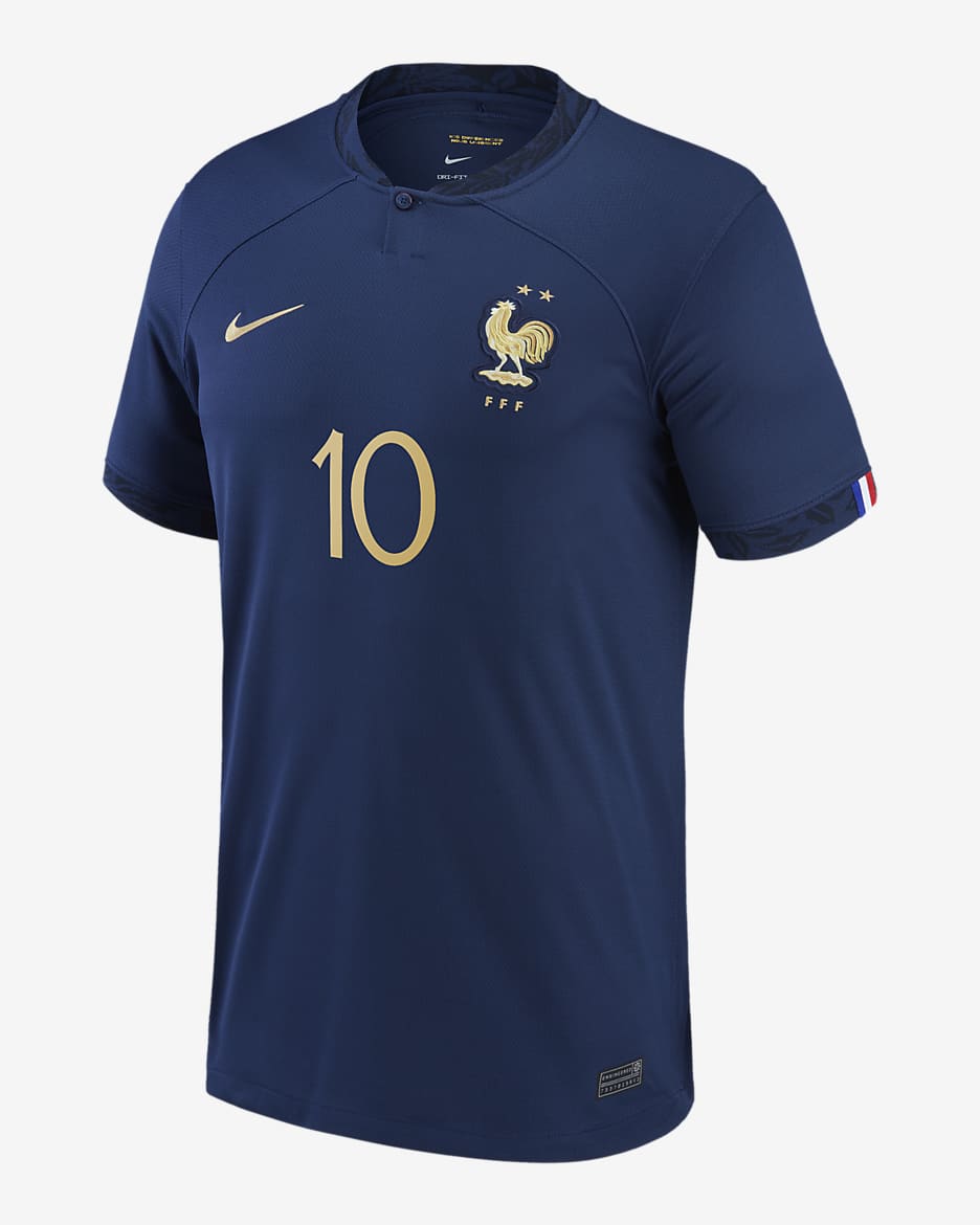 France National Team 2022/23 Stadium Home (Kylian Mbappe) Big Kids' Nike Dri-FIT Soccer Jersey Nike Dri-FIT Soccer Jersey - Navy