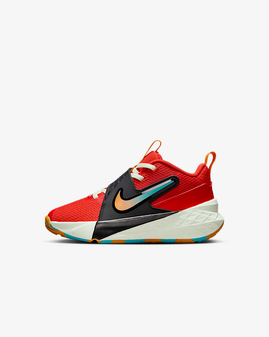 Tenis para niños de preescolar Nike Team Hustle D 12 - Rojo picante/Cactus empolvado/Tinte volt/Piel de naranja