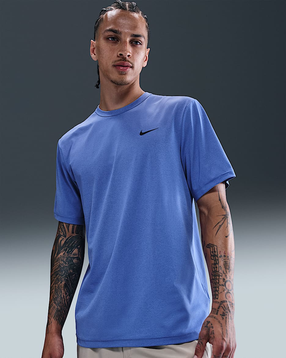 Nike Hyverse Men's Dri-FIT UV Short-sleeve Versatile Top - Comet Blue/Black