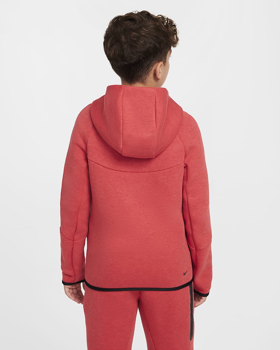 Nike Sportswear Tech Fleece Big Kids' Full-Zip Hoodie - Light University Red Heather/Light University Red Heather/Black/Black