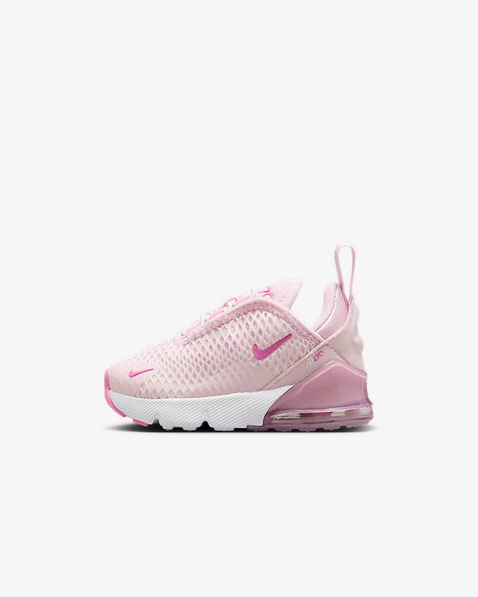 Tenis para bebé e infantil Nike Air Max 270 - Espuma rosa/Blanco cumbre/Violeta platino/Rosa alegre