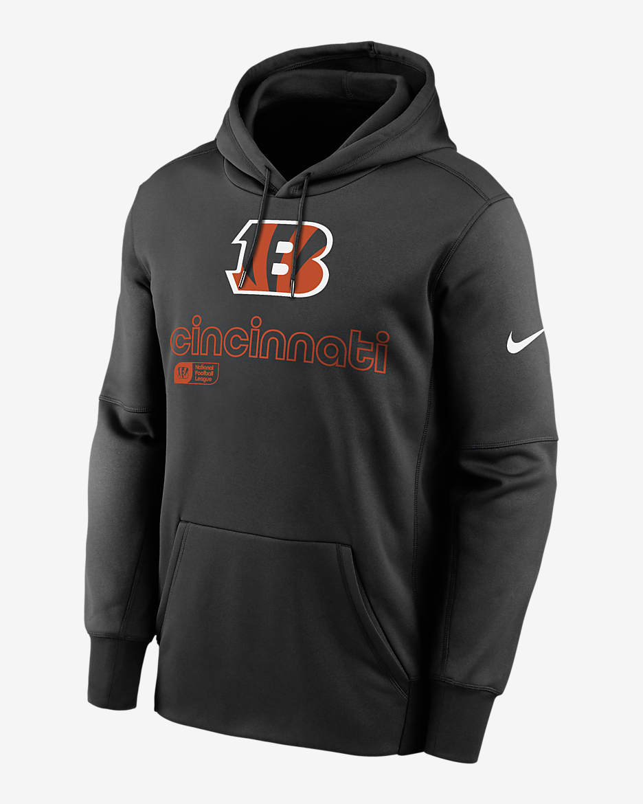 Sudadera con gorro sin cierre Nike Therma de la NFL para hombre Cincinnati Bengals - Negro