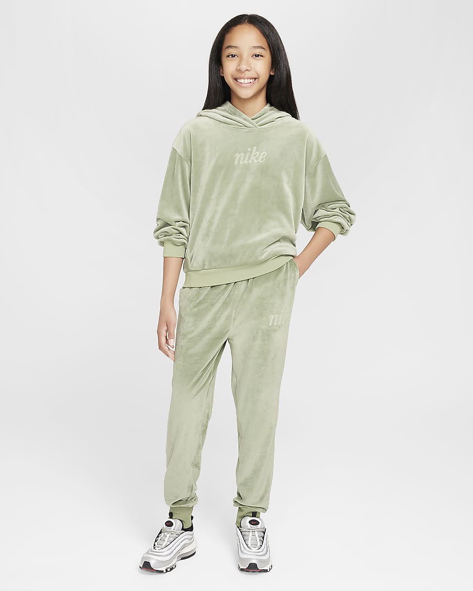 Nike Sportswear Girls' Pullover Hoodie - Oil Green/Jade Horizon