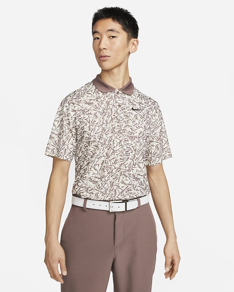 Nike Dri-FIT Victory+ Men's All-over Print Golf Polo - Coconut Milk/Plum Eclipse/Black