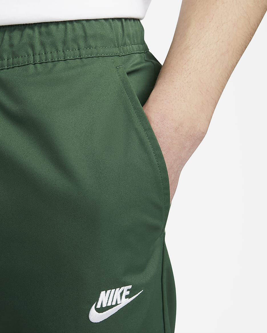 Nike Club Men's Woven Tapered-Leg Trousers - Fir/White