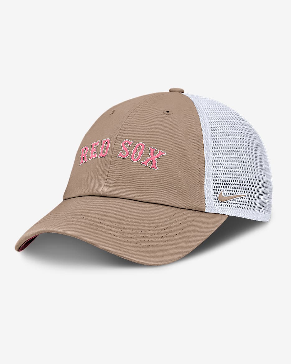 Gorra de rejilla Nike de la MLB ajustable para hombre Boston Red Sox Club - Caqui