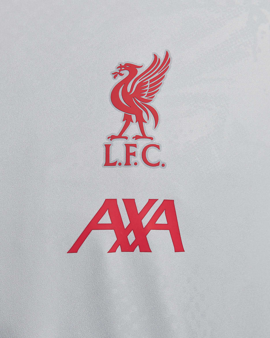 Fotbollsjacka Liverpool FC Strike (tredjeställ) Nike Dri-FIT Anthem för män - Light Smoke Grey/Svart/Global Red