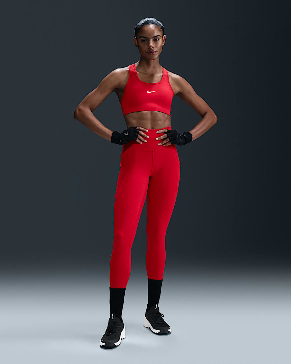 Nike One Women's High-Waisted 7/8 Leggings with Pockets - University Red/Black