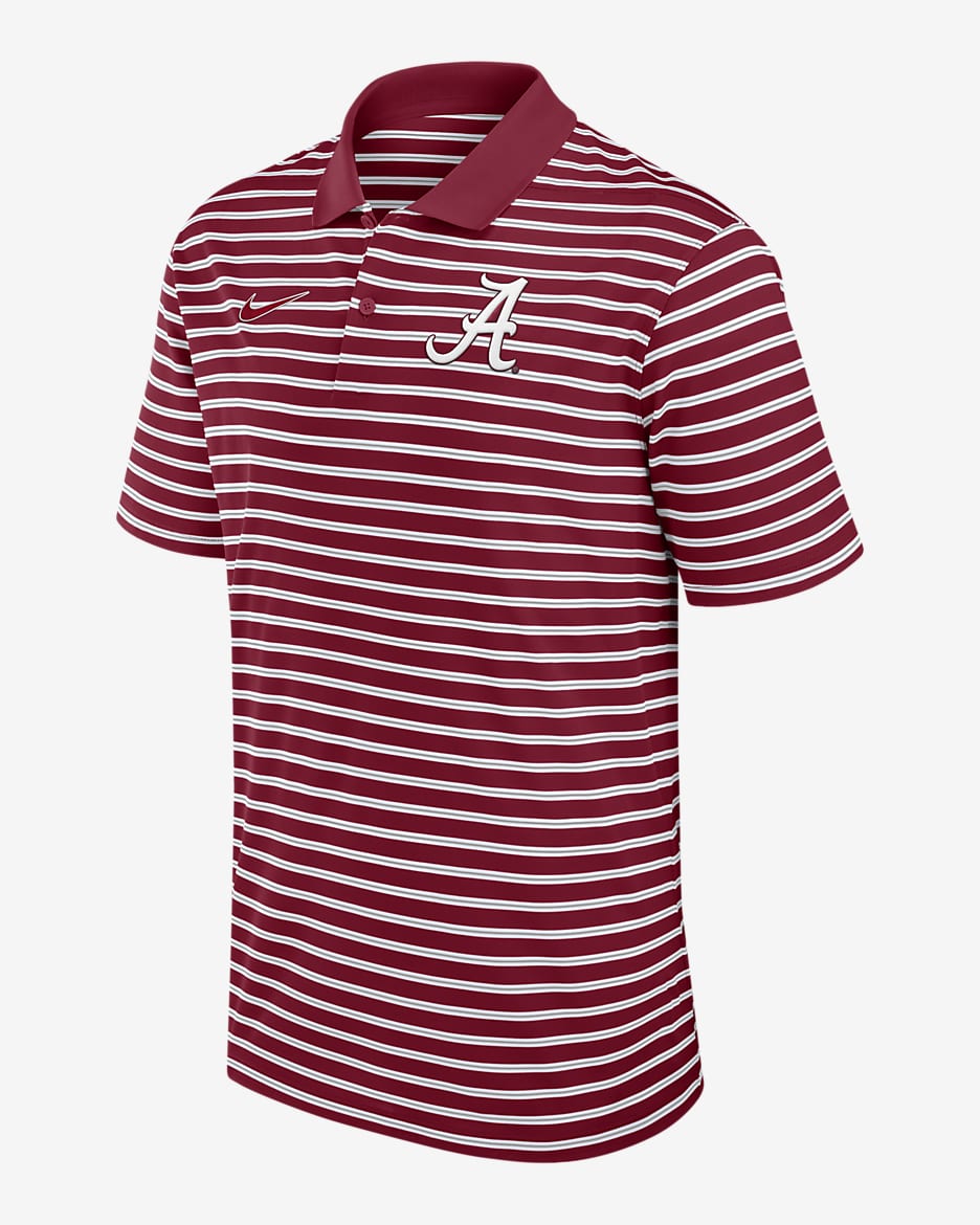 Alabama Crimson Tide Primetime Victory Striped Men's Nike Dri-FIT College Polo - Crimson
