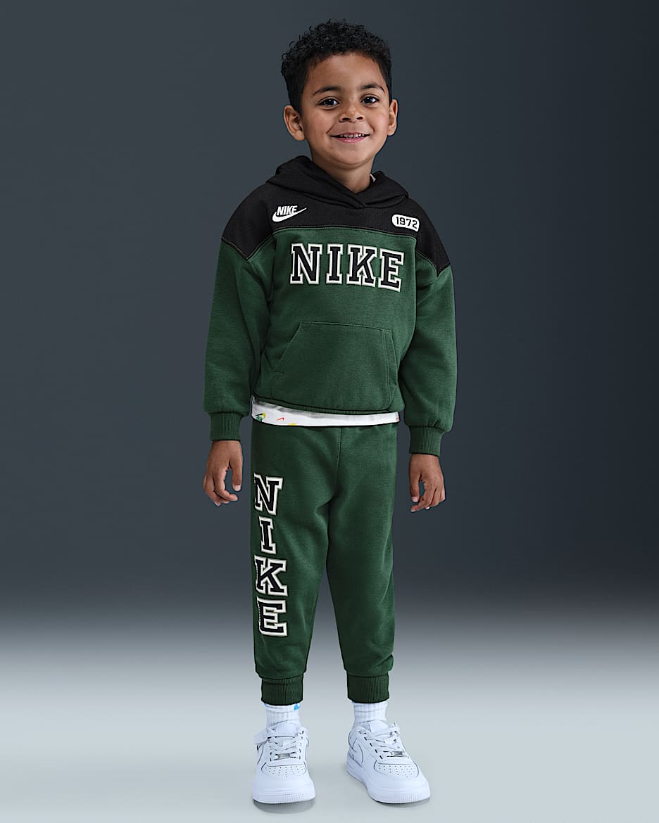 Nike Sportswear Toddler P.E. Blocked Pullover Hoodie and Pants Set - Fir