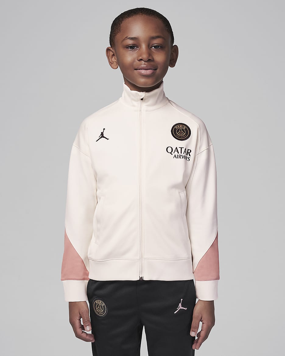 Paris Saint-Germain Strike Third Younger Kids' Jordan Dri-FIT Football Knit Tracksuit - Pale Ivory/Rust Pink/Black/Rust Pink