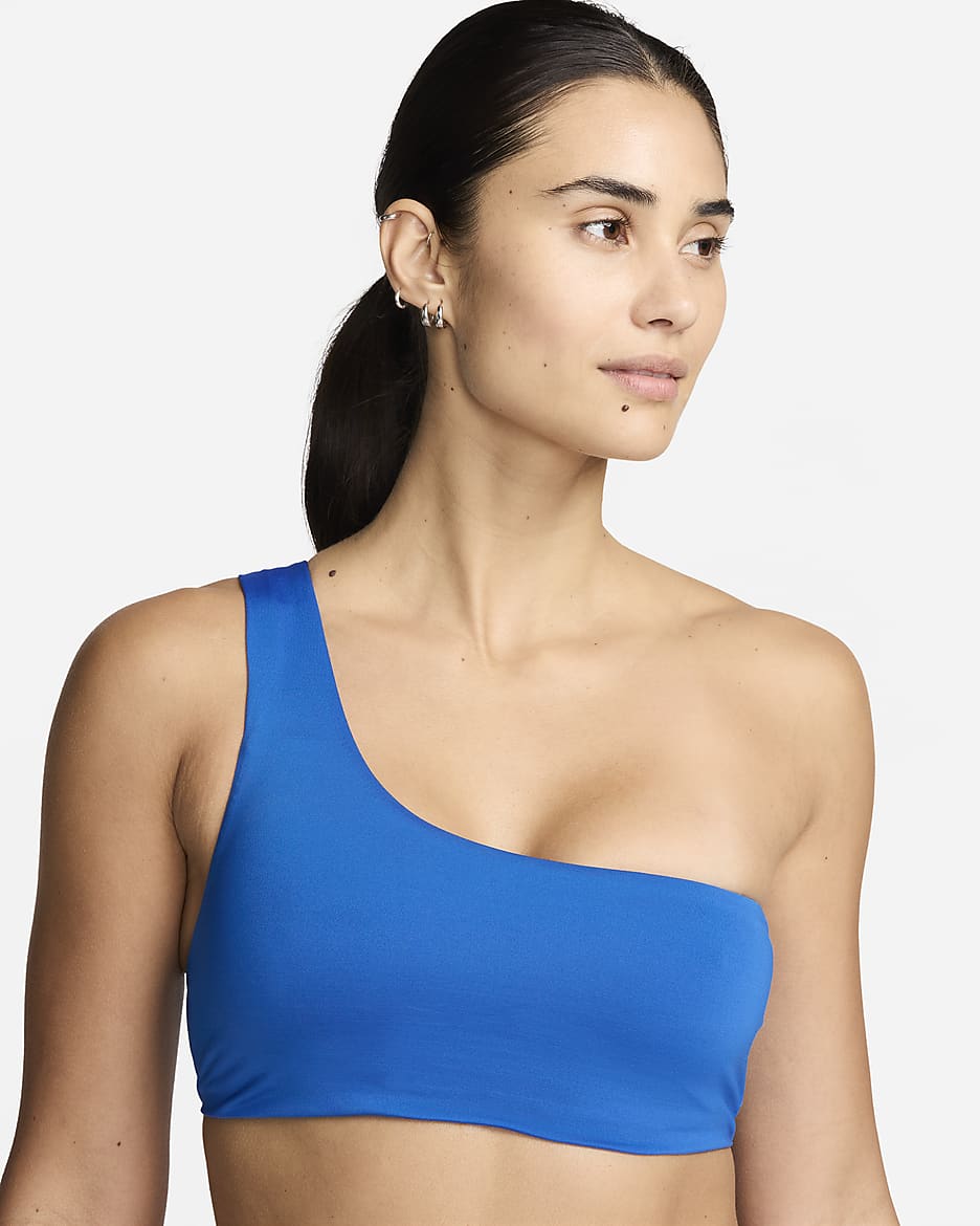 Top de bikini asimétrico para mujer Nike Swim Essential - Azul foto