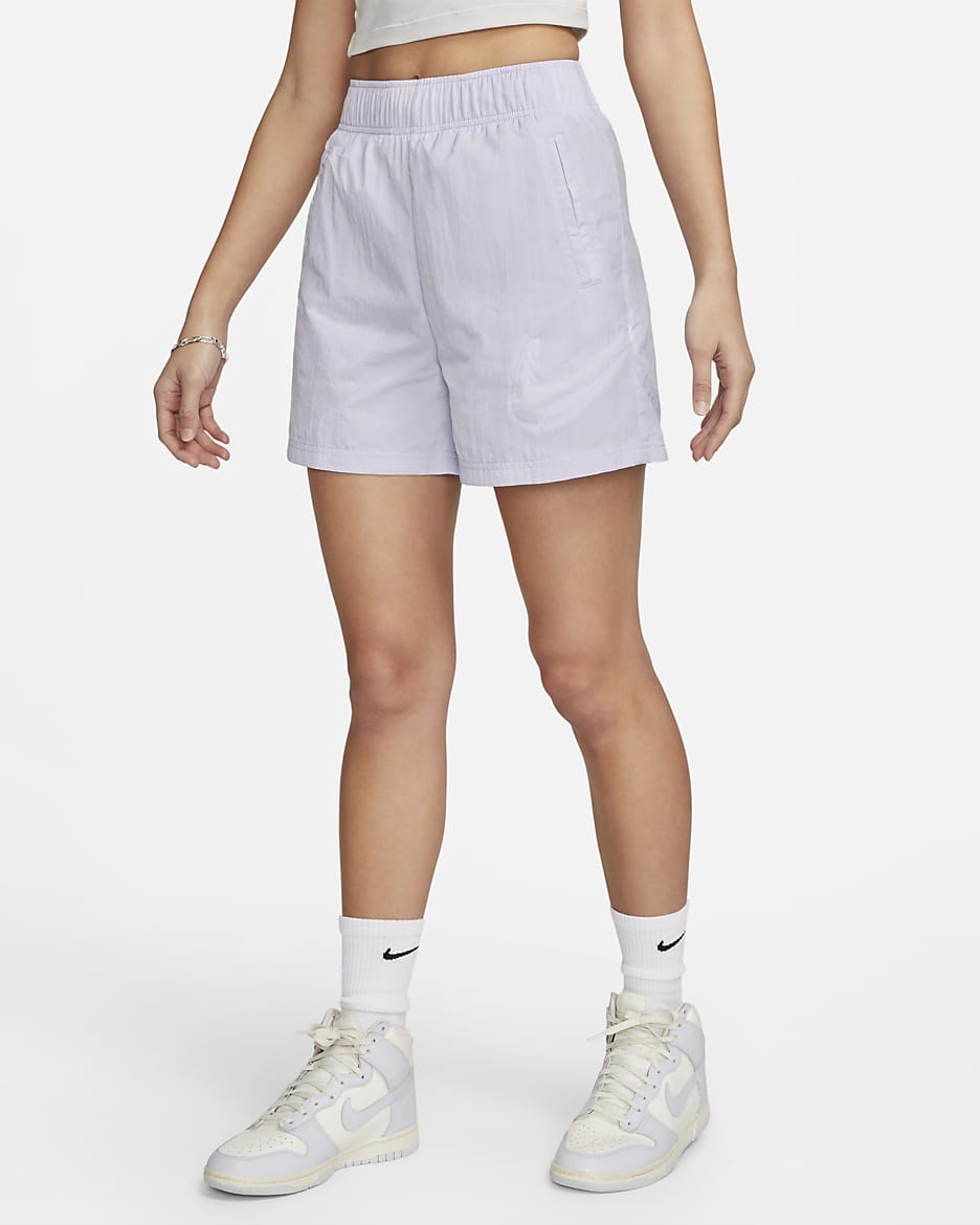 Nike Sportswear Essential 女款高腰梭織短褲 - Oxygen Purple/白色