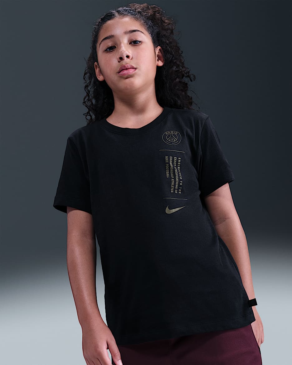 Paris Saint-Germain Big Kids' Nike Soccer T-Shirt - Black