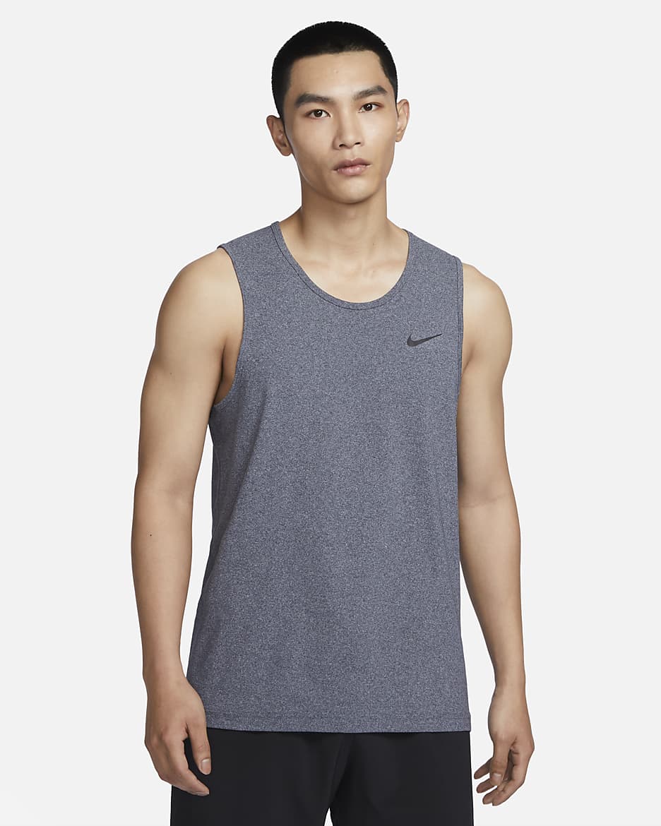 Nike Dri-FIT Hyverse Men's Sleeveless Fitness Tank Top - Obsidian/Heather/Black