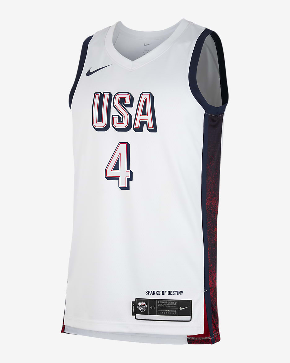 Jersey de básquetbol Nike Dri-FIT unisex Stephen Curry Team USA USAB Limited Home - Blanco