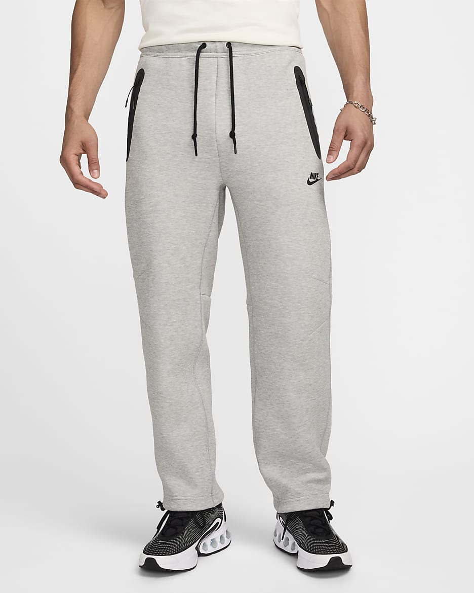 Nike Tech Fleece-Hose mit offenem Saum (Herren) - Dark Grey Heather/Schwarz