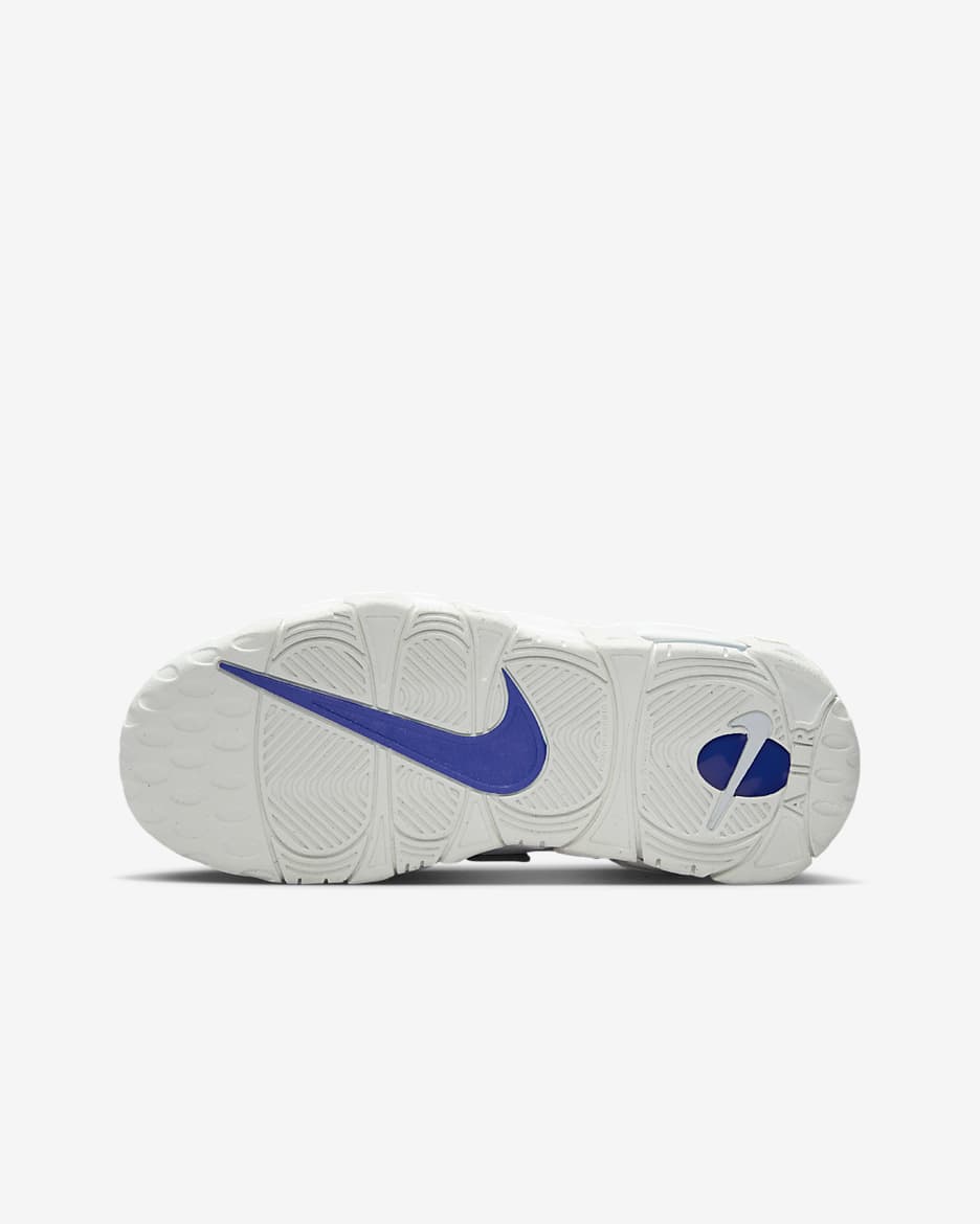 Tenis para niños grandes Nike Air More Uptempo - Blanco cumbre/Gris fútbol/Azul carrera