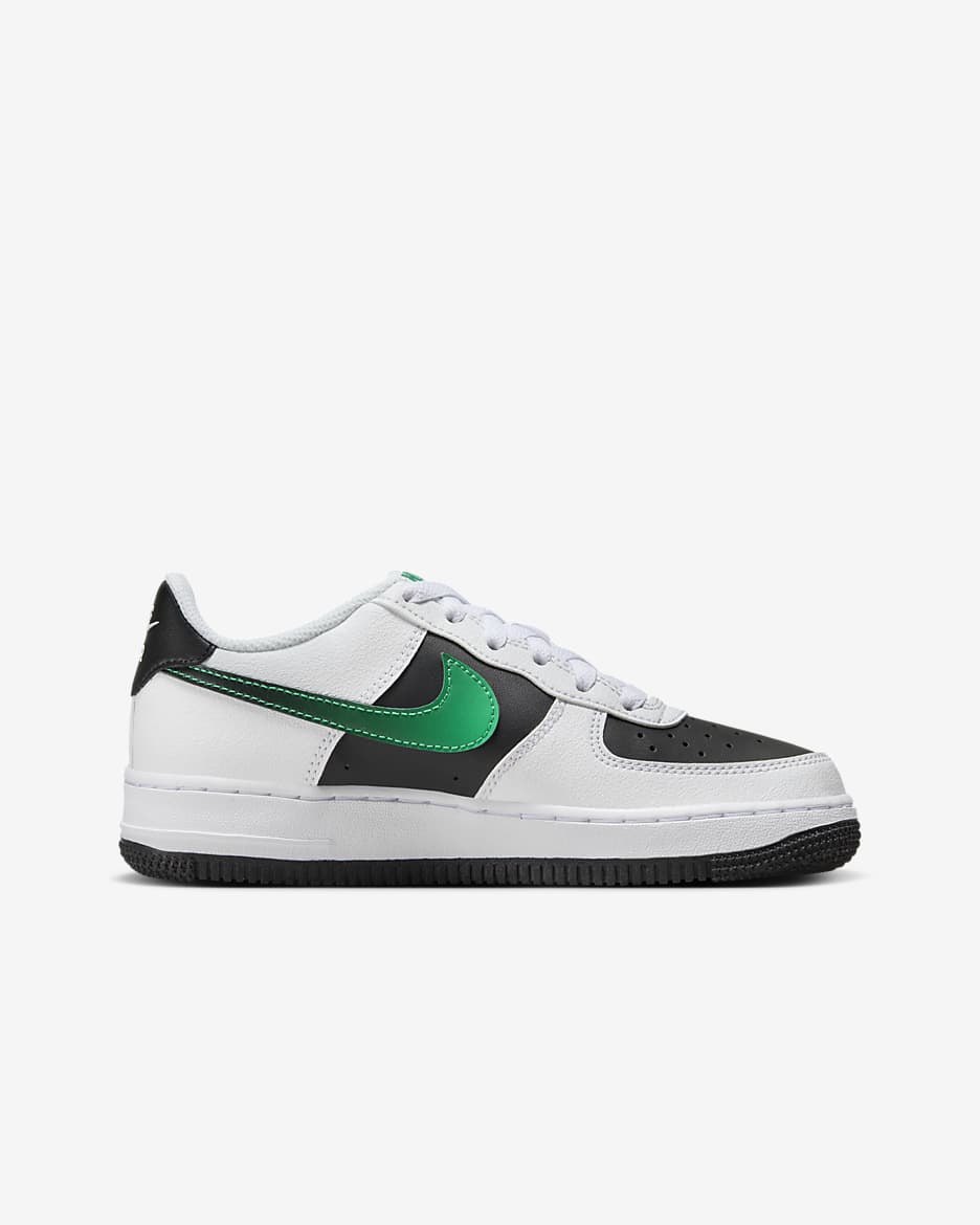 Nike Force 1 LV8 2 Older Kids' Shoes - White/Black/Malachite/Stadium Green