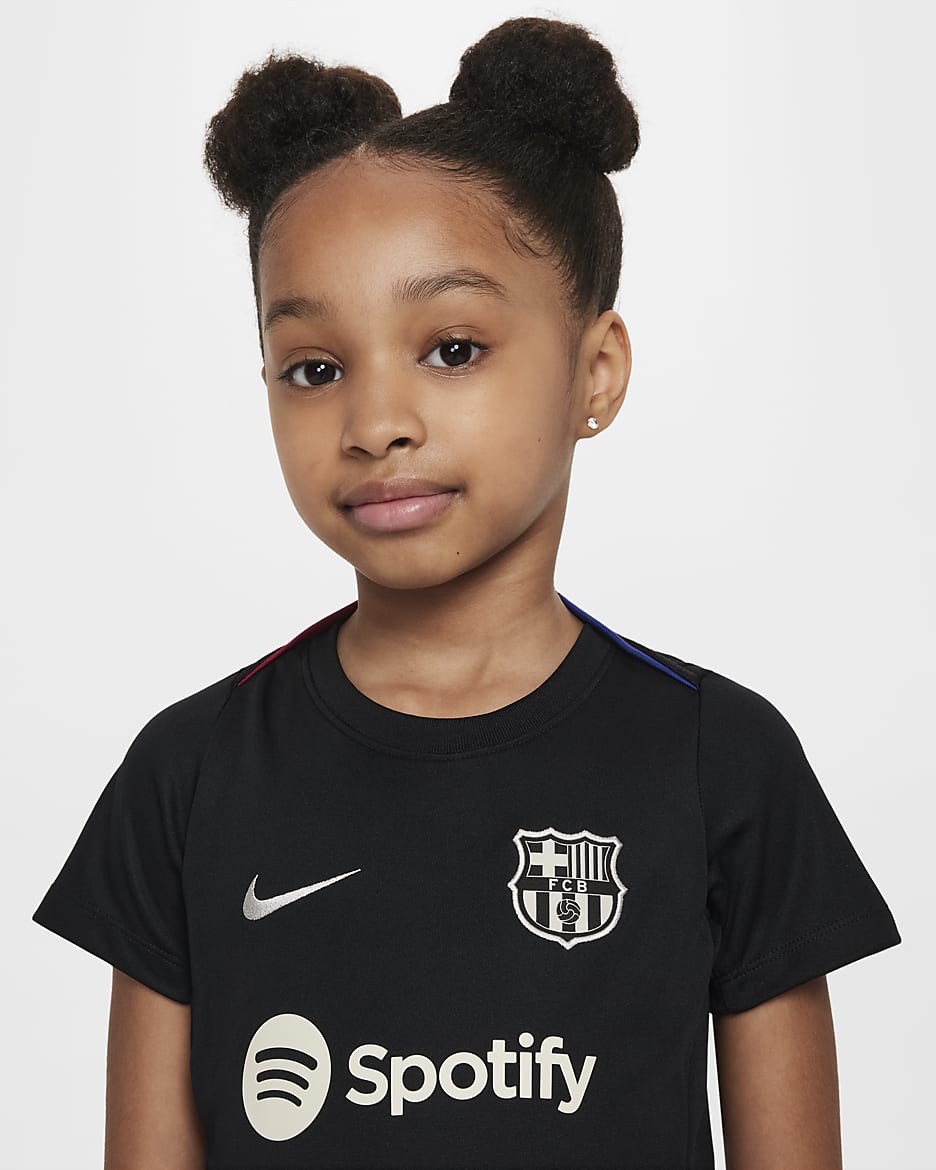 F.C. Barcelona Academy Pro Younger Kids' Nike Dri-FIT Football Short-Sleeve Top - Black/Noble Red/Deep Royal Blue/Light Orewood Brown