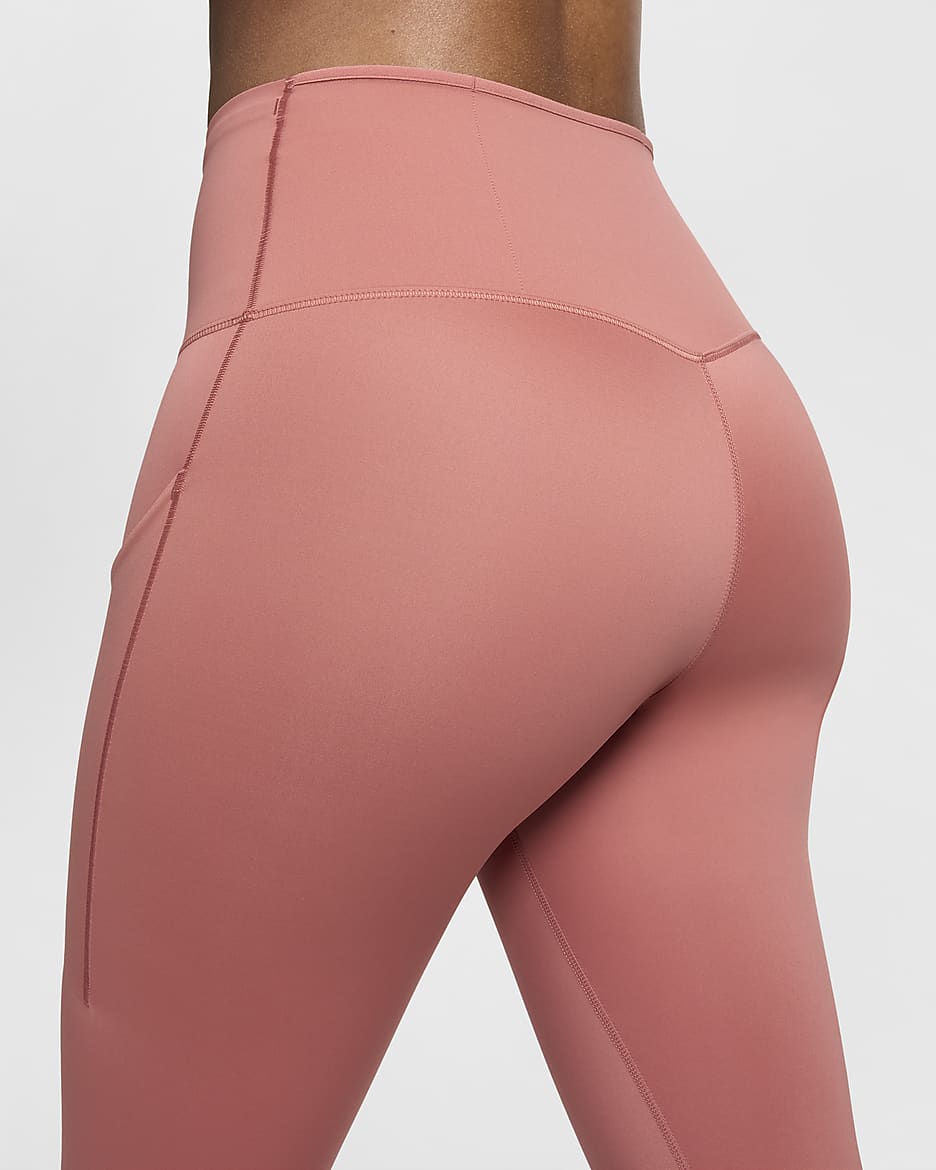 Leggings de tiro alto de 7/8 de sujeción firme con bolsillos para mujer Nike Go - Rosa cañón/Negro