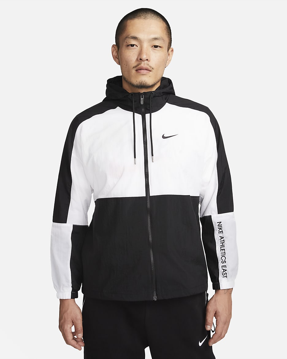 Nike Sportswear Men's Hooded Woven Jacket - Black/White/Black