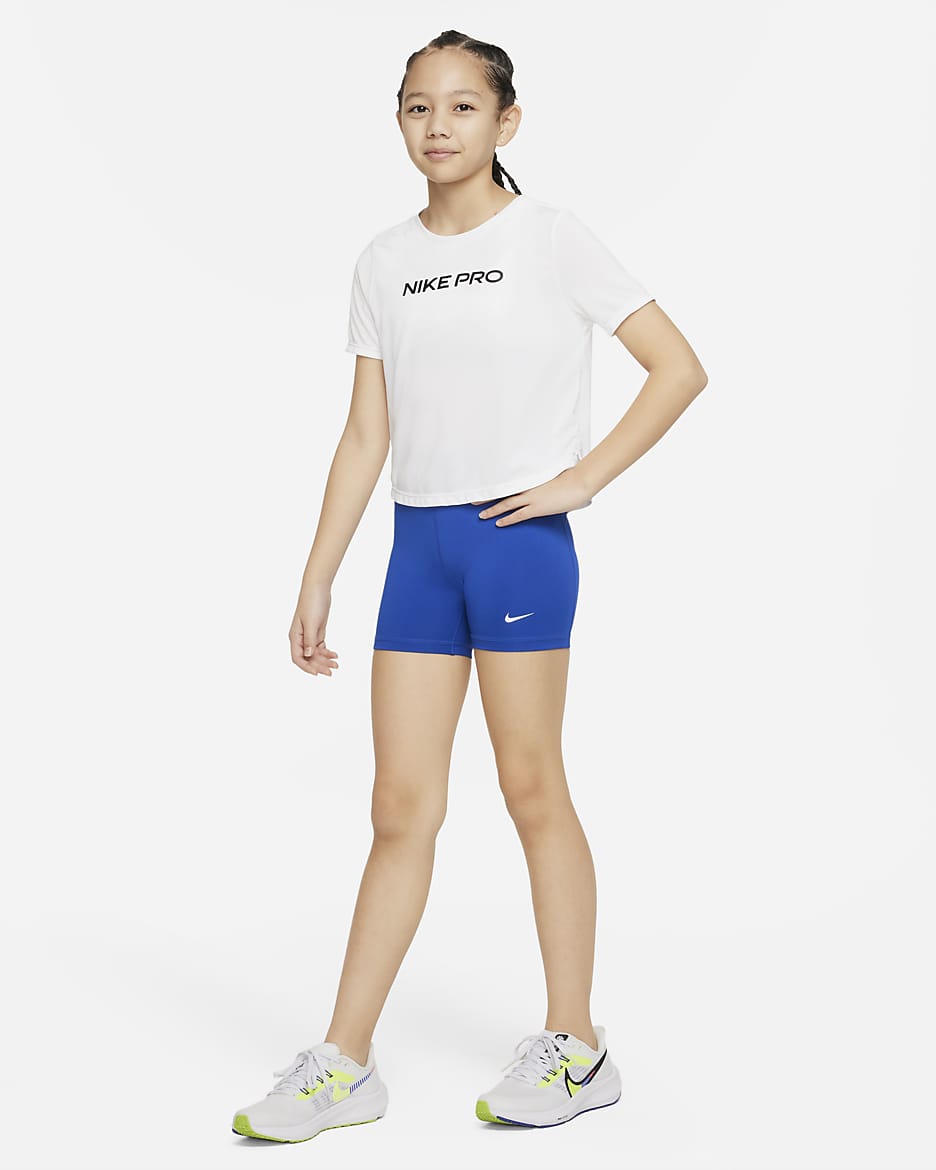 Shorts para niña talla grande Nike Pro - Royal juego/Blanco