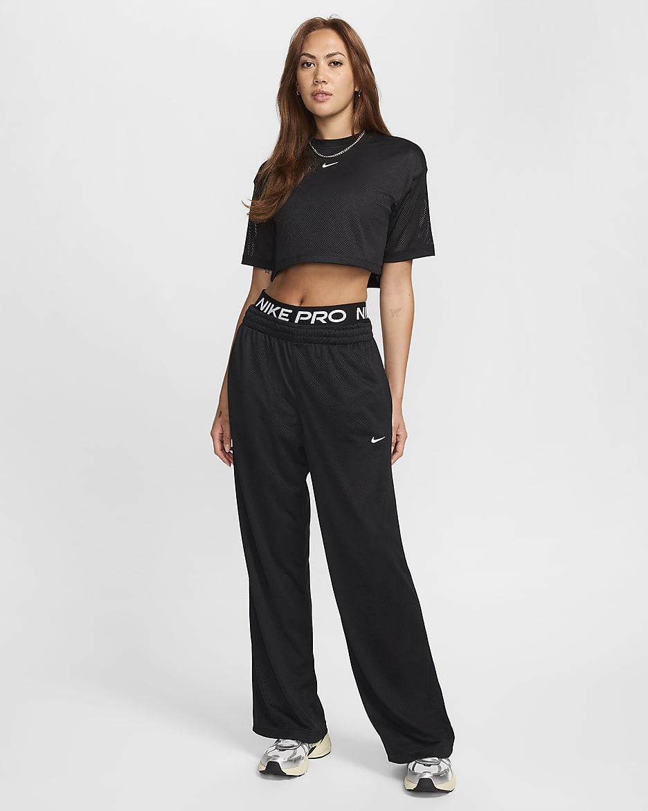 Nike Sportswear Women's Mesh Cropped T-Shirt - Black