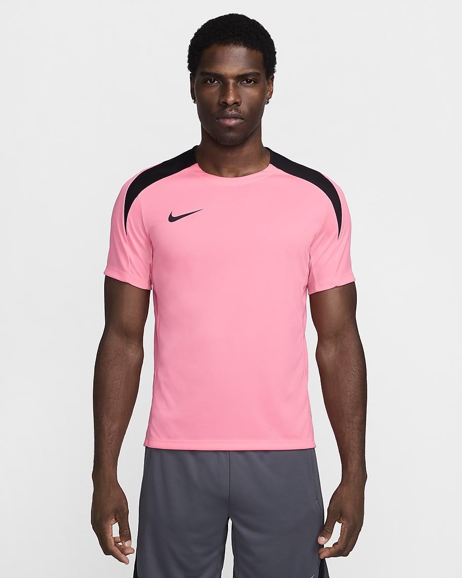 Pánské fotbalové tričko Nike Strike Dri-FIT s krátkým rukávem - Sunset Pulse/Sunset Pulse/Černá/Černá