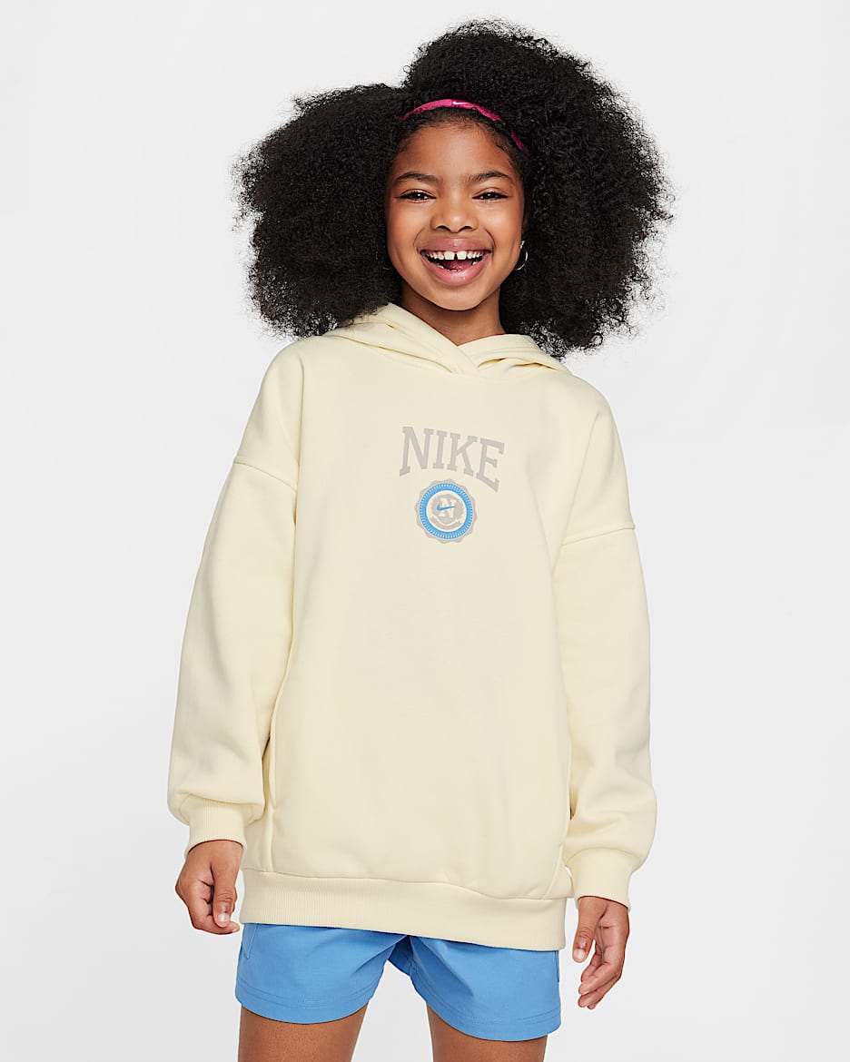 Nike Sportswear Club Fleece oversized hoodie voor meisjes - Coconut Milk/College Grey