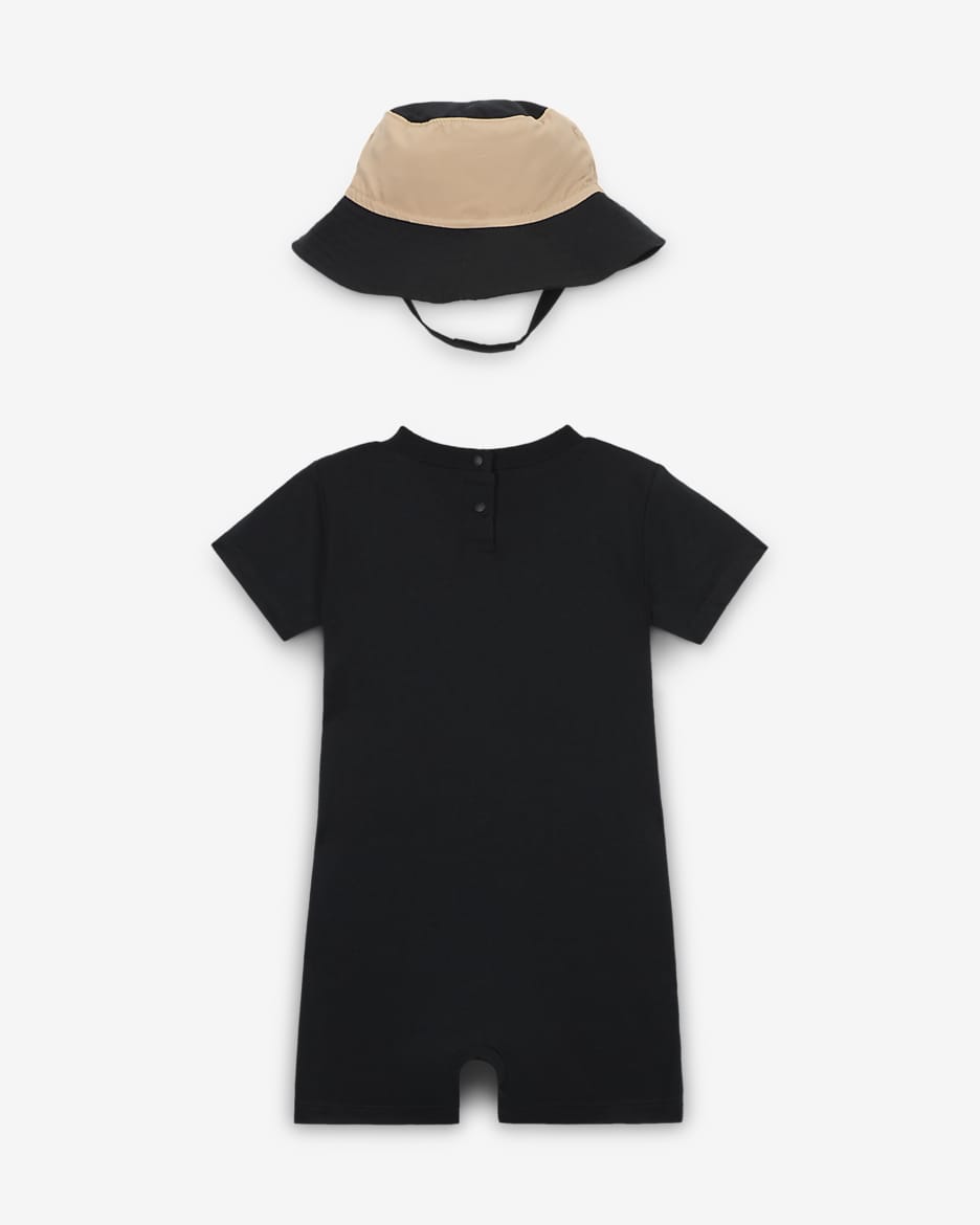 Nike Sportswear PE Baby (0-9M) Romper and Bucket Hat Set - Black