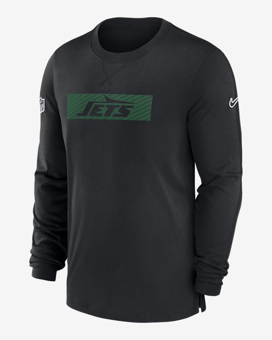 Playera de manga larga Nike Dri-FIT para hombre New York Jets Sideline Player Team Issue - Negro