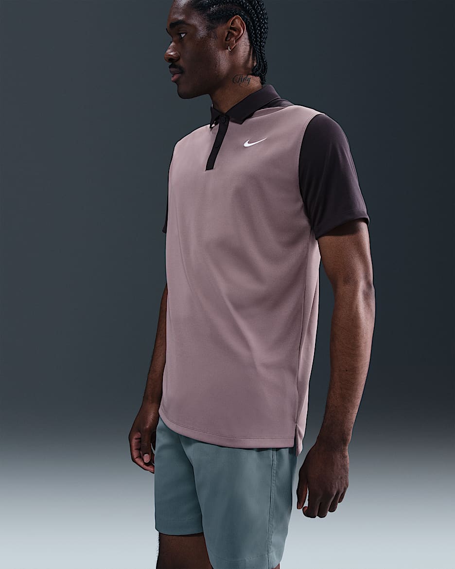 Nike Victory+ Men's Dri-FIT Golf Polo - Taupe Grey/Cave Purple/White