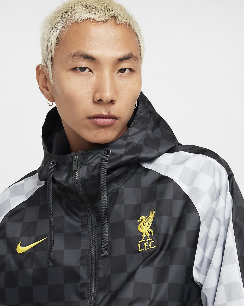 Liverpool F.C. Third Men's Nike Football Hooded Woven Tracksuit - Dark Smoke Grey/Pure Platinum/Chrome Yellow