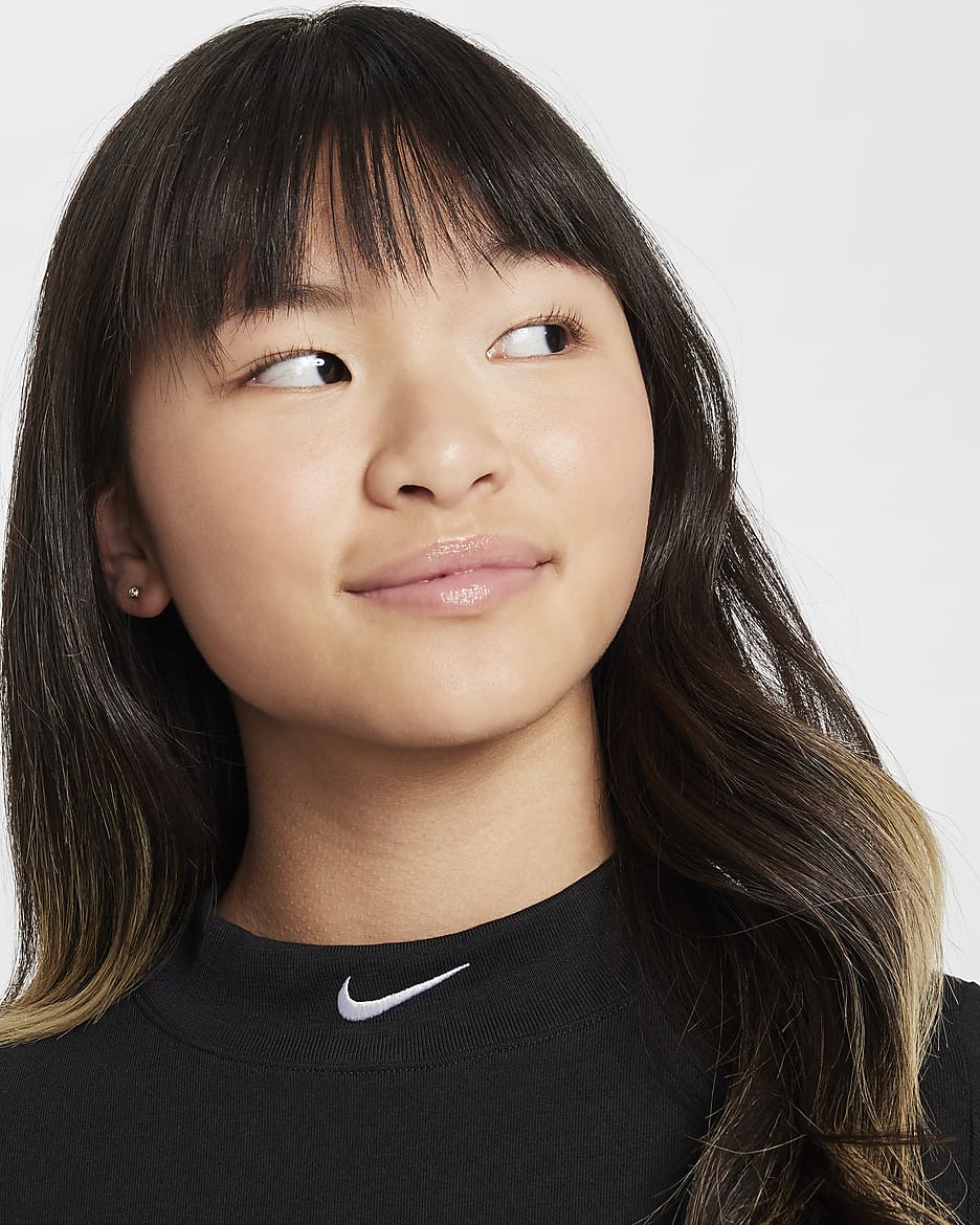 Haut à manches longues Nike Sportswear pour fille - Noir/Blanc