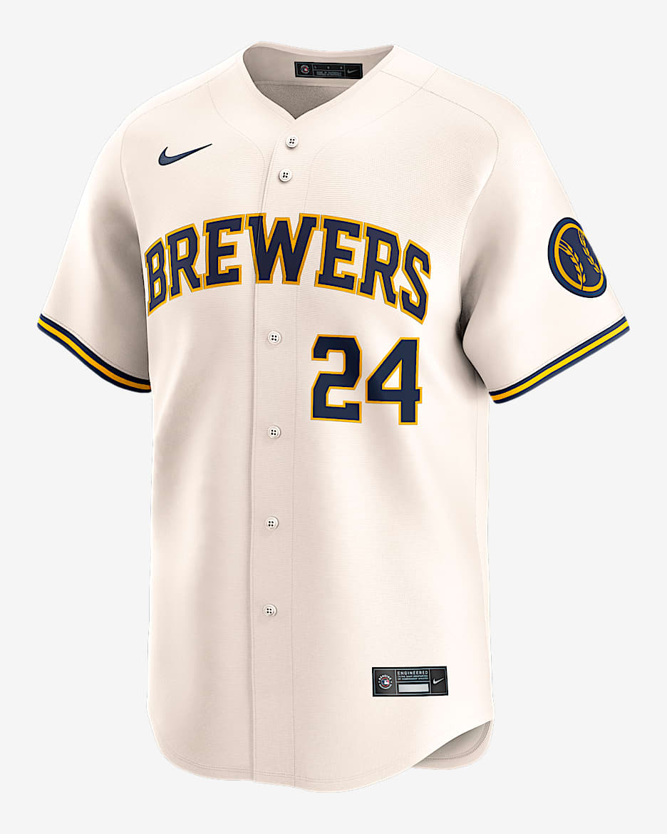 Jersey Nike Dri-FIT ADV de la MLB Limited para hombre William Contreras Milwaukee Brewers - Crema