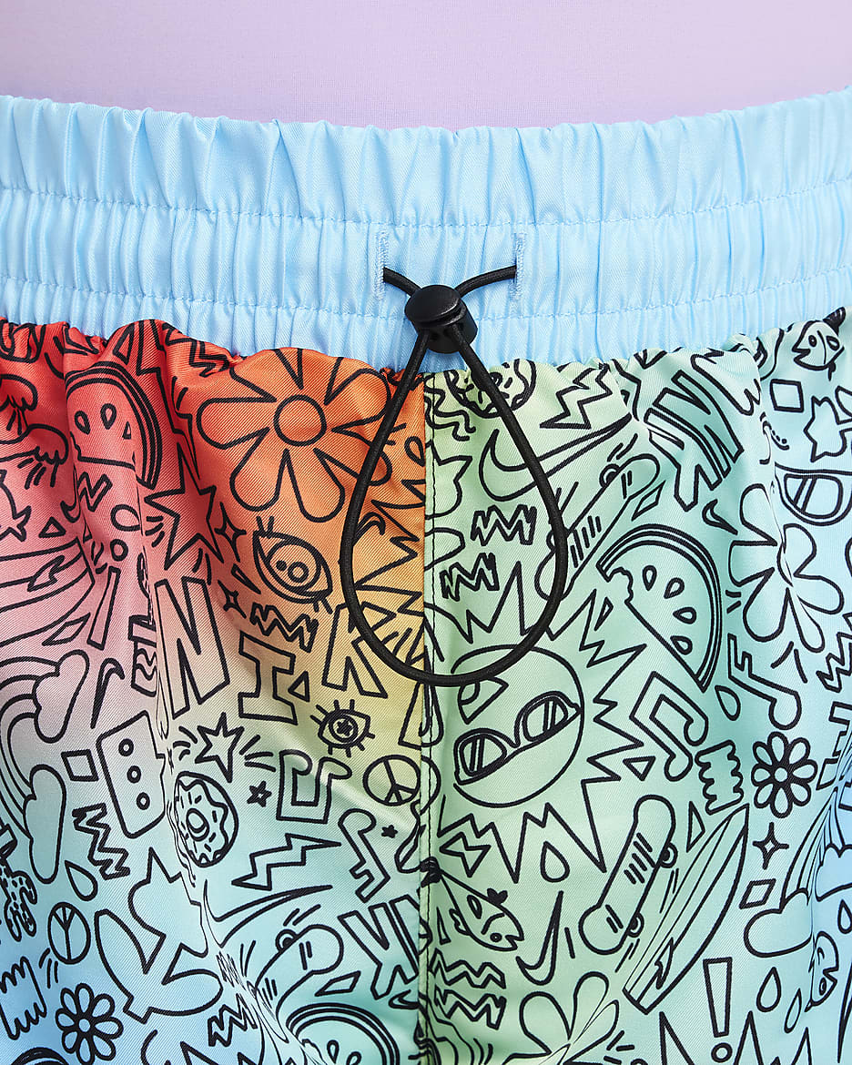 Shorts de vóleibol de 15 cm para niña talla grande Nike Swim Doodle - Verde vapor